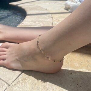 Dainty Pyrite Anklet in Gold - Hand Made in Canada
